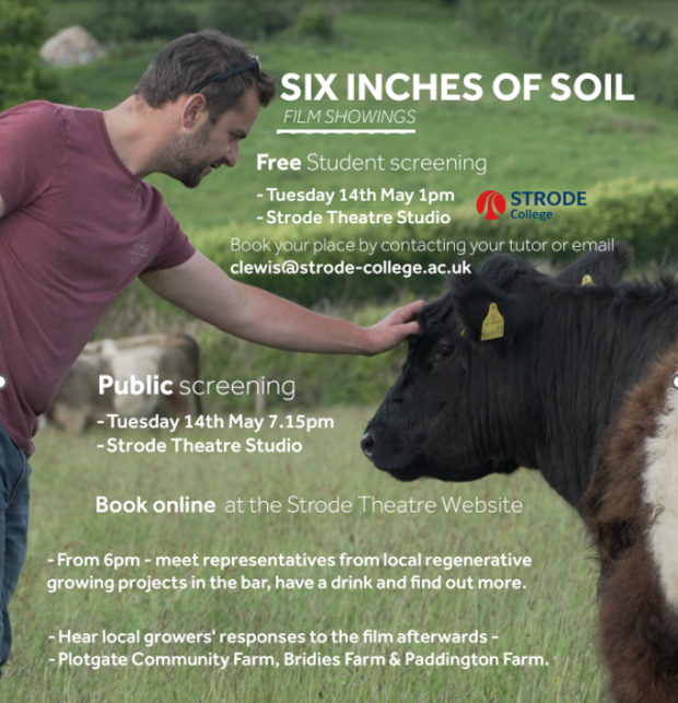 Six Inches of soil at Strode theatre poster farmer & cow