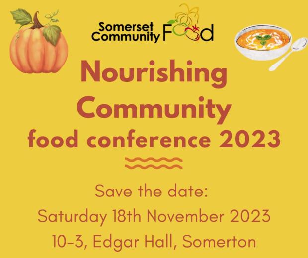 nourishing community event flyer - image of pumpkin and soup