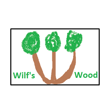 Wilfs wood logo - children's drawing of trees