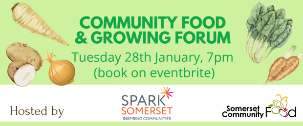 Community food and growing forum banner with veg pictures