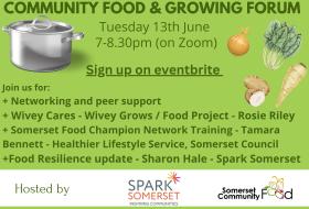 food forum flier with event details and pics of pan and veg