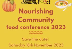 nourishing community event flyer - image of pumpkin and soup