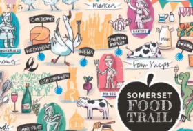 Somerset Food Trail map illustration with growers & producers