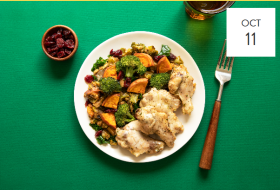 plate of vegetables with text: Oct 11